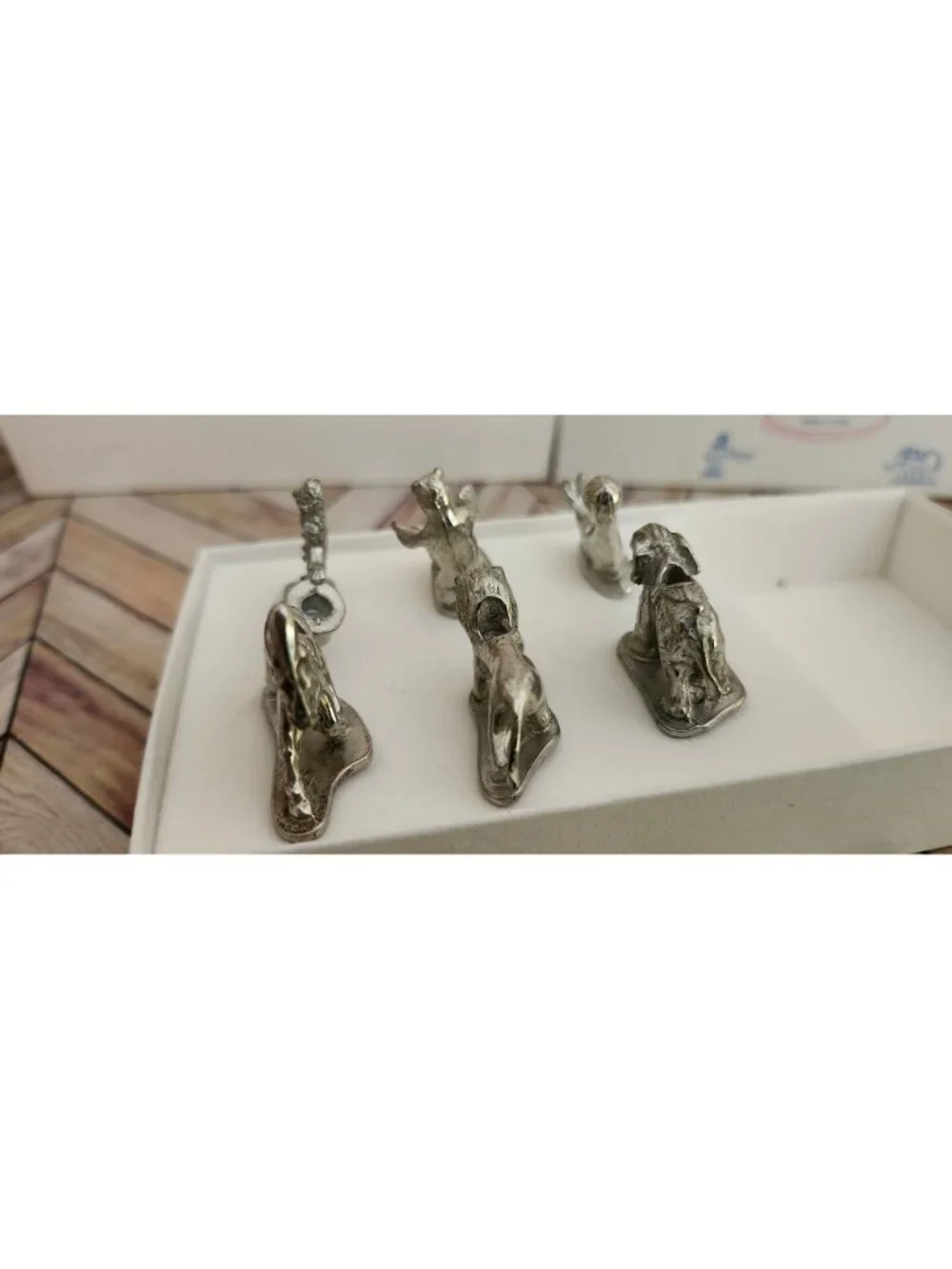 Vintage Empire Silver Pewter Circus Animals Birthday Candle Holders Set of 6